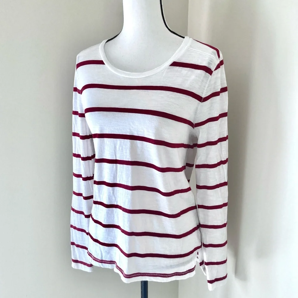 Madewell Long Sleeve T-shirt in Red and White Size L - Picture 8 of 10
